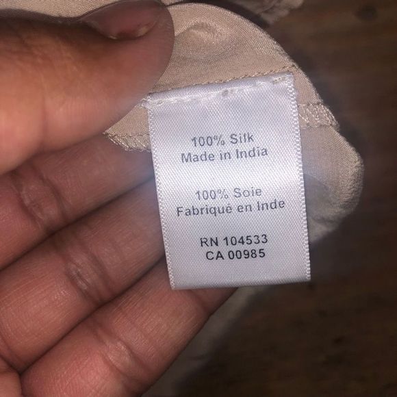 NANETTE LEPORE Beaded Blouse Silk Tan Black Bohemian Top*, Sz Large, MSRP $298 - Picture 6 of 10